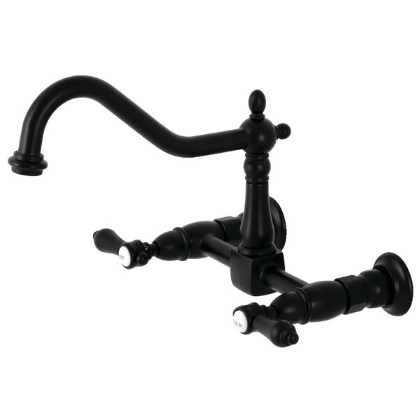 KS1240BAL Heirloom Wall Mount Bridge Kitchen Faucet, Matte Black